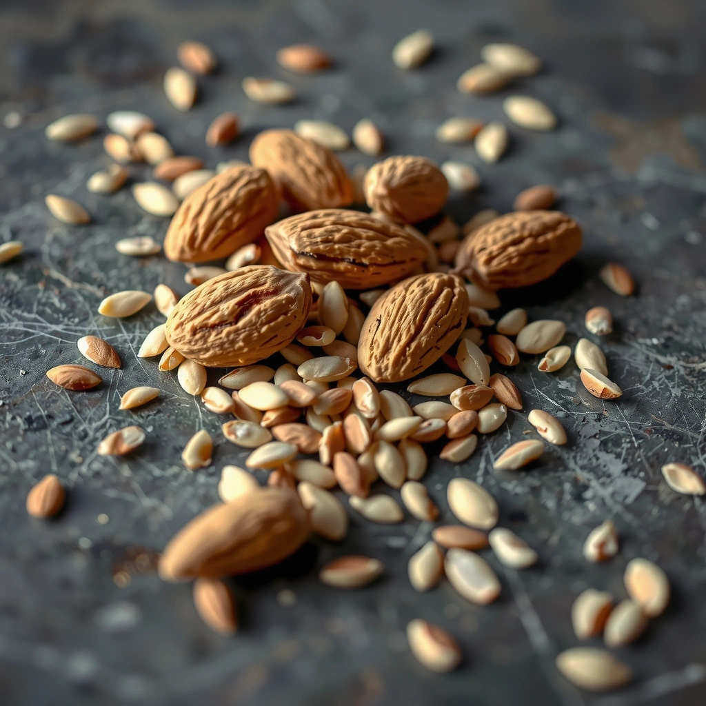 Strukturierte Nährstoffe auf dunklem Untergrund